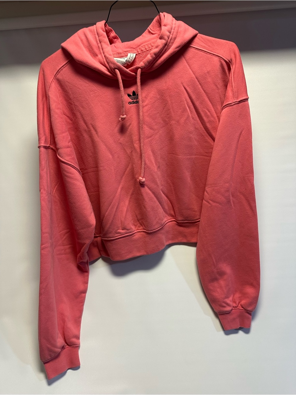 adidas Coral Pink Cropped Crewneck Hoodie